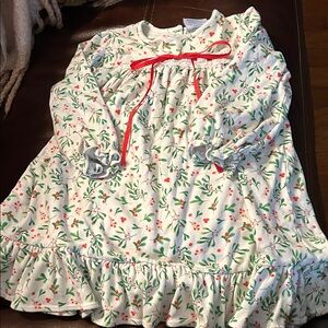 Charming Floral Kids Nightgown with Red Bow